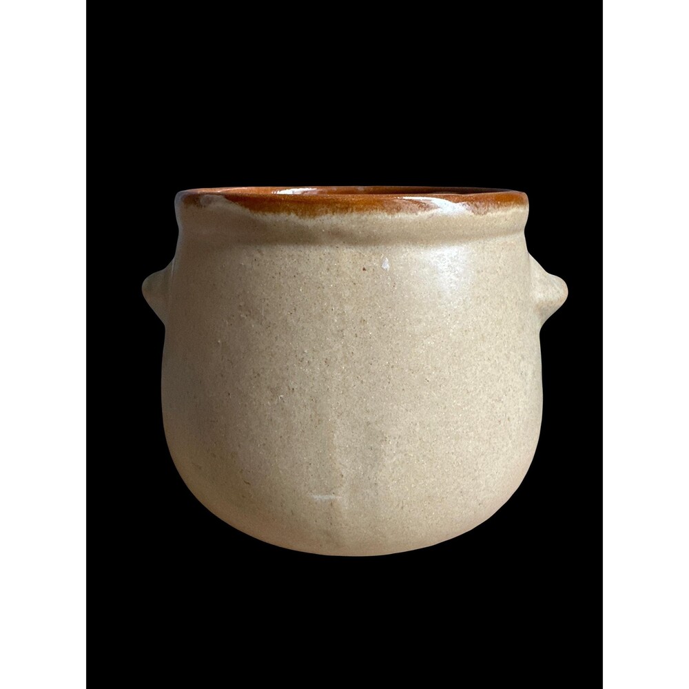 Longwy Pottery France vtg earthenware glazed pot, planter, or bowl with handles